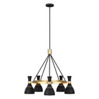 Feiss Joan 5 Light Chandelier in Midnight Black and Burnished Brass