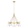 Feiss Joan 5 Light Chandelier in Matte White and Burnished Brass