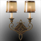 Feiss Justine 2 Light Wall Light in Astral Bronze with Oak Glass