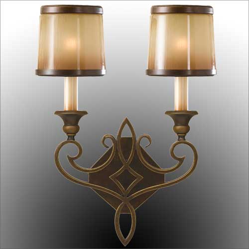 Feiss Justine 2 Light Wall Light in Astral Bronze with Oak Glass