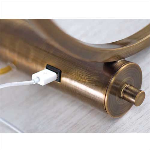 Feiss Lex Desk Lamp with USB Port and Shade in Brushed Steel