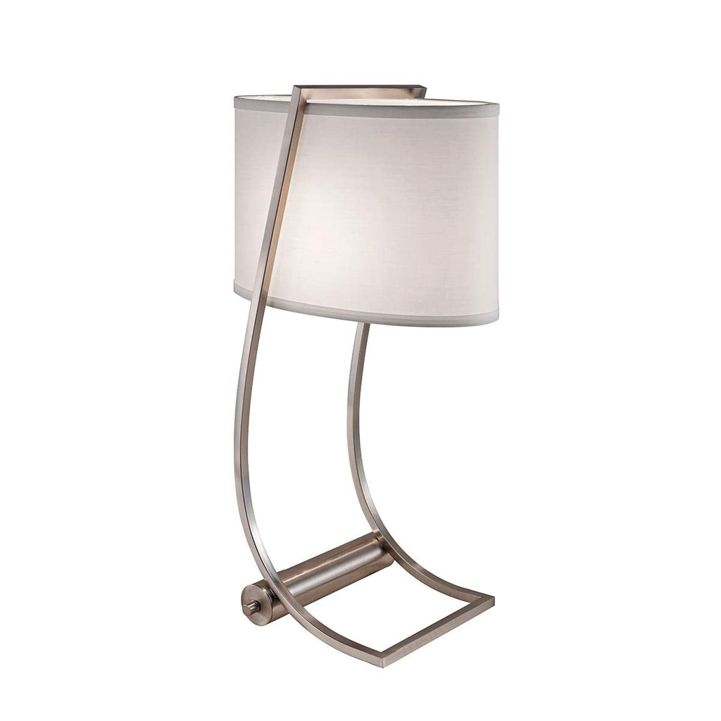 Feiss Lex Desk Lamp with USB Port and Shade in Brushed Steel