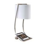 Feiss Lex Desk Lamp with USB Port and Shade in Brushed Steel