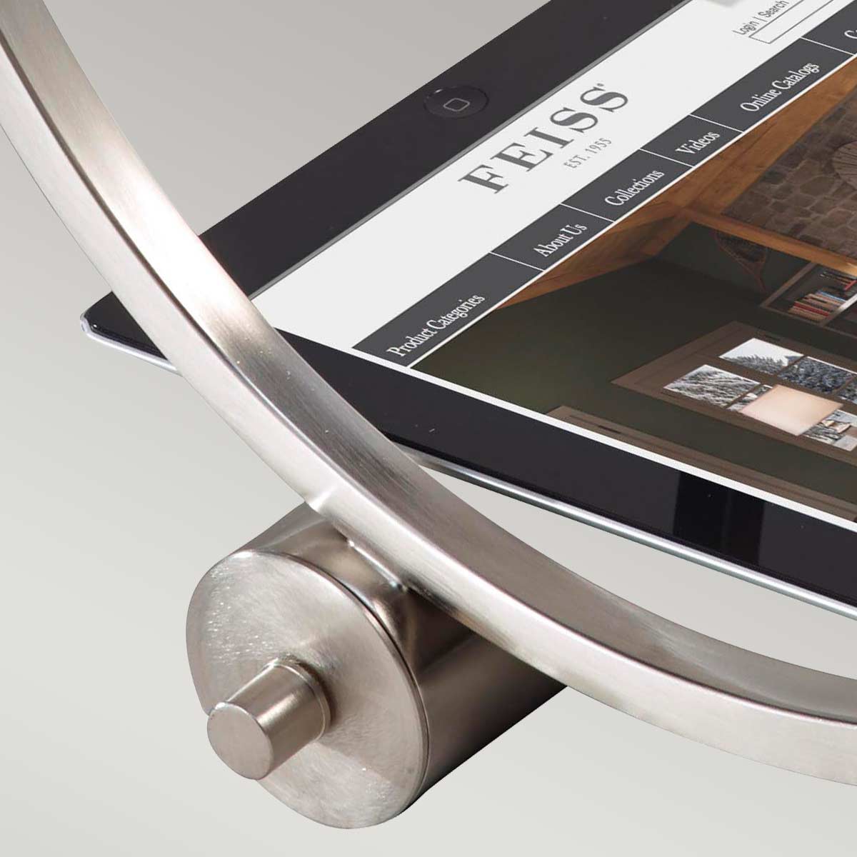Feiss Lex Desk Lamp with USB Port and Shade in Brushed Steel