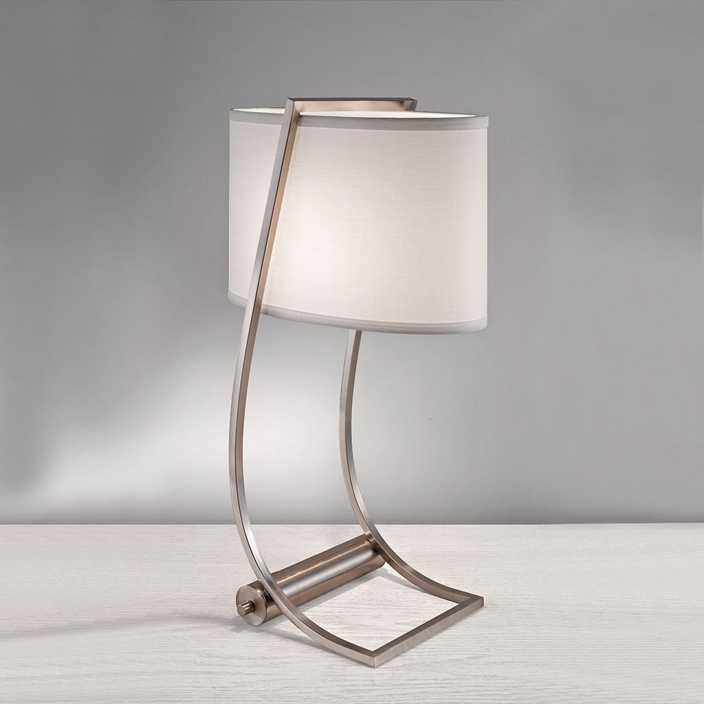 Feiss Lex Desk Lamp with USB Port and Shade in Brushed Steel
