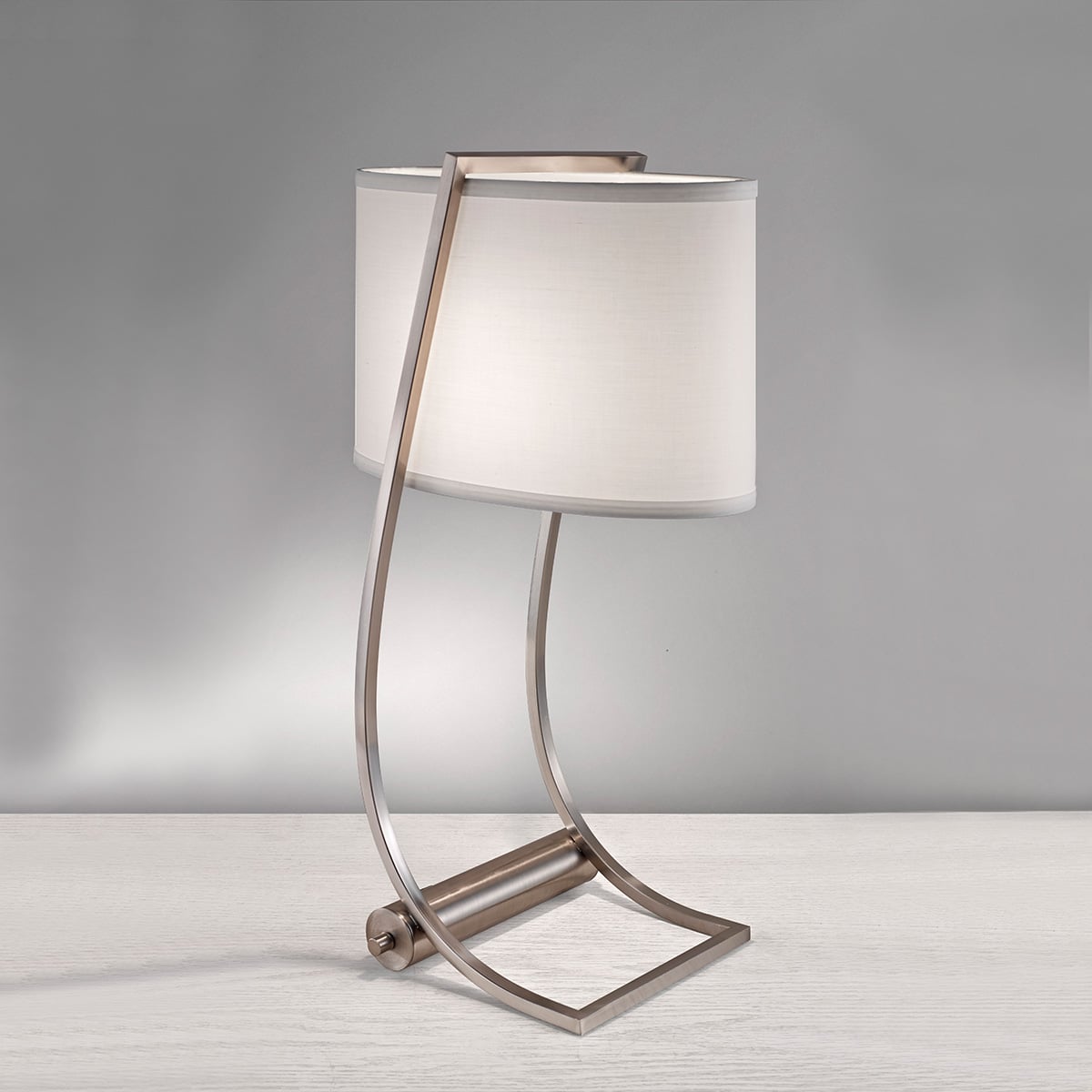 Feiss Lex Desk Lamp with USB Port and Shade in Brushed Steel