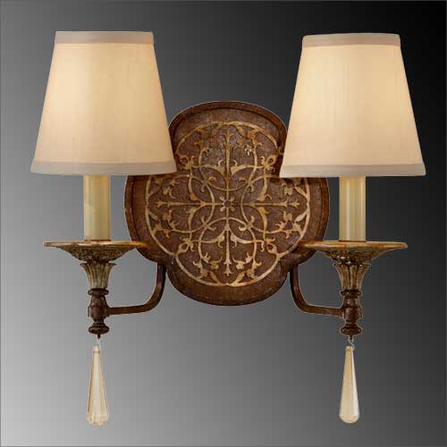 Feiss Marcella 2 Light Wall Light in Ornate Bronze Gold