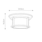 Feiss Merrill 2 Light Outdoor Flush Ceiling Light in Black with Clear Seeded Glass