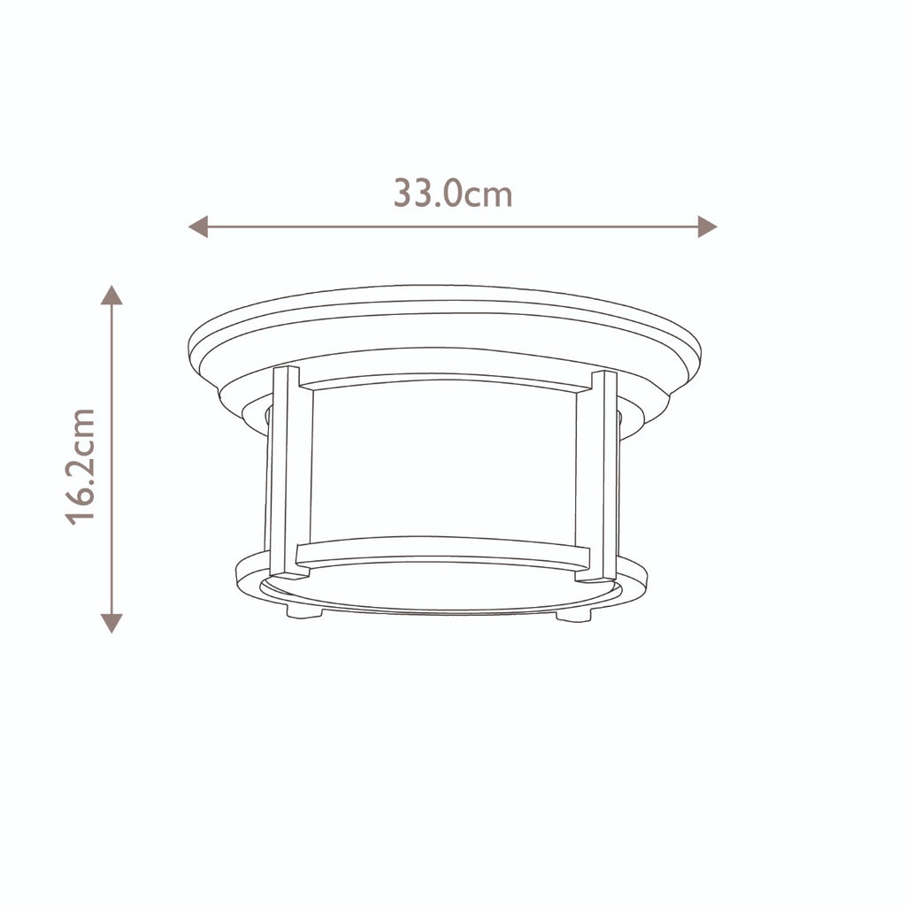 Feiss Merrill 2 Light Outdoor Flush Ceiling Light in Black with Clear Seeded Glass
