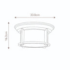 Feiss Merrill 2 Light Outdoor Flush Ceiling Light in Black with Clear Seeded Glass