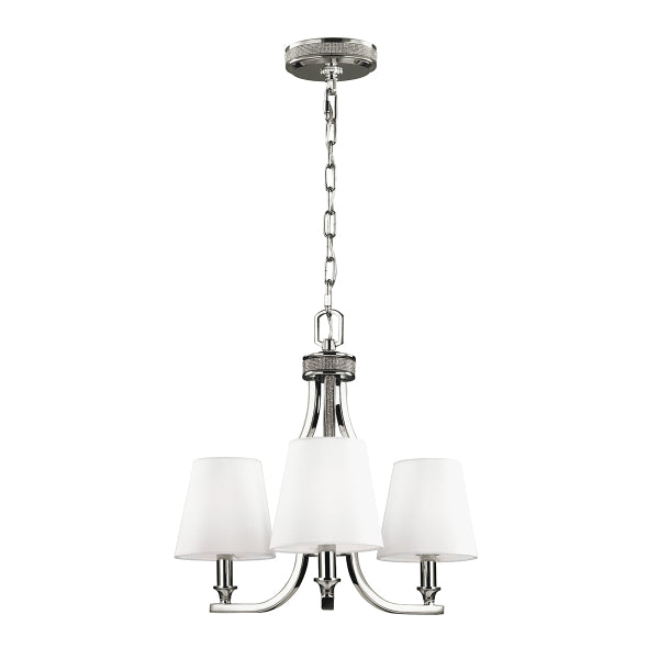 Feiss Pave 3 Light Chandelier in Polished Nickel