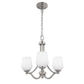 Feiss Vintner 3 Light Chandelier in Satin Nickel with White Shades