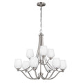 Feiss Vintner 9 Light Chandelier in Satin Nickel with White Shade