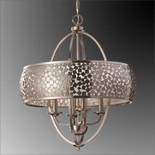 Feiss Zara Large 4 Light Pendant Light in Brushed Nickel