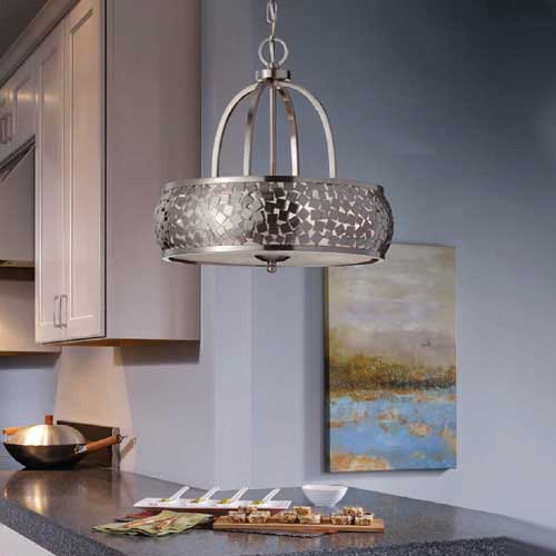 Feiss Zara 4 Light Pendant Light in Brushed Nickel
