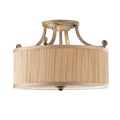 Feiss Abbey 3 Light Semi Flush Ceiling Light in Silver Sand with Gold Shade
