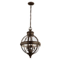 Feiss Adams 3 Light Globe Pendant Light in British Bronze