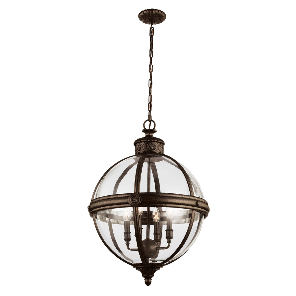 Feiss Adams 4 Light Ceiling Globe Pendant in British Bronze