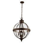 Feiss Adams 4 Light Ceiling Globe Pendant in British Bronze