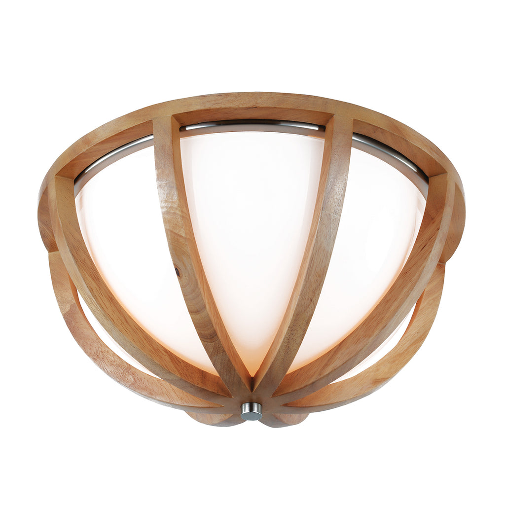 Feiss Allier 2 Light Flush Ceiling Light in Wood Finish