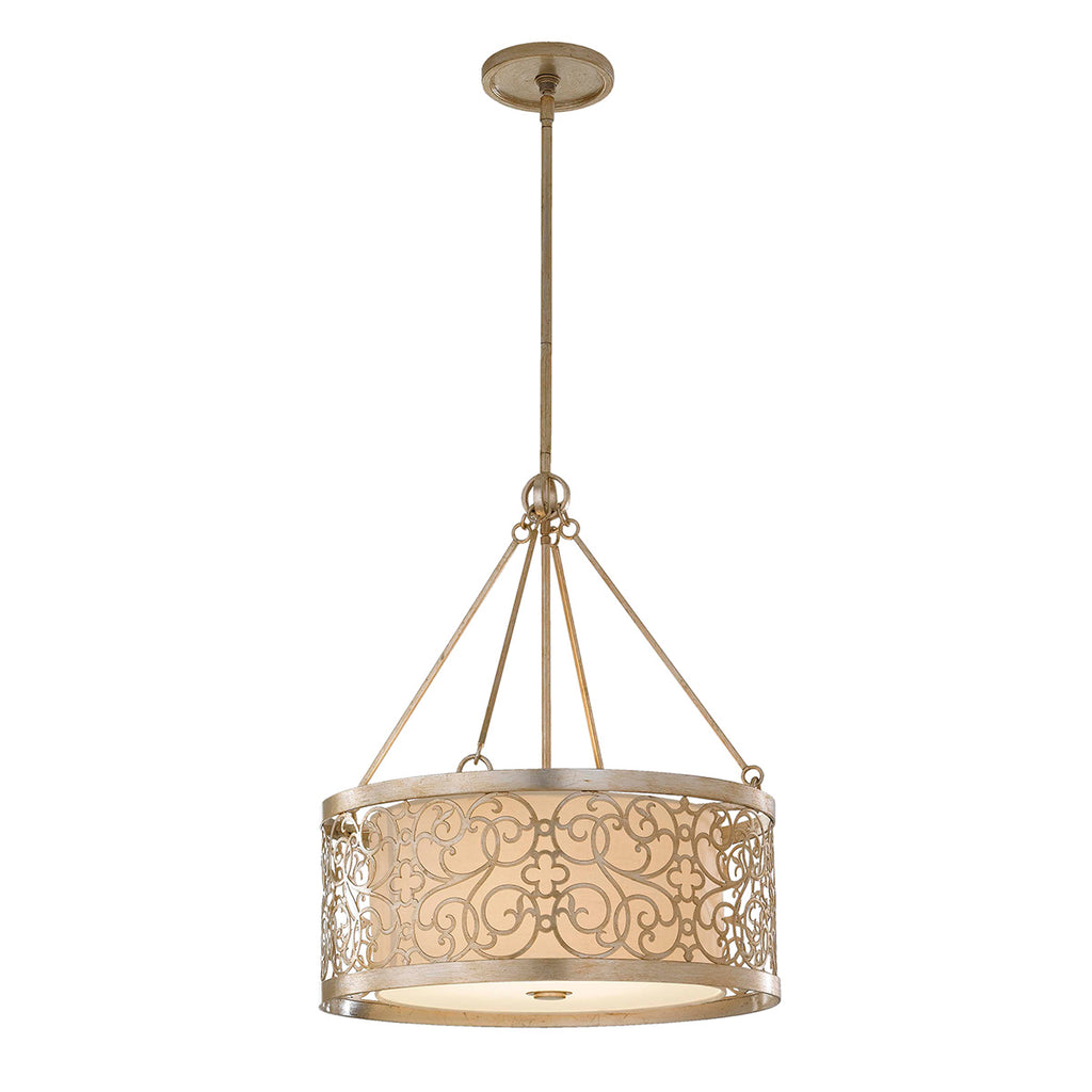 Feiss Arabesque Pendant Light in Silver Leaf Patina