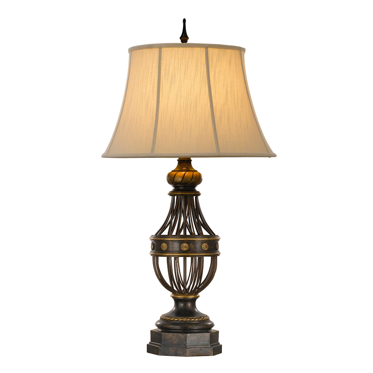 Feiss Augustine Table Lamp in Antique Brown with Cream Shade