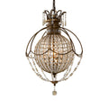 Feiss Bellini 3 Light Chandelier with Quartz Crystal in Antique Bronze