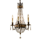 Feiss Bellini 4 Light Chandelier with Quartz Crystal in Antique Bronze