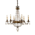 Feiss Bellini 6 Light Chandelier in Antique Bronze with Quartz Crystal