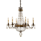 Feiss Bellini 6 Light Chandelier in Antique Bronze with Quartz Crystal