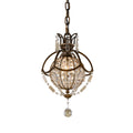 Feiss Bellini Mini Pendant Light in Antique Bronze with Quartz Crystal