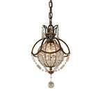 Feiss Bellini Mini Pendant Light in Antique Bronze with Quartz Crystal