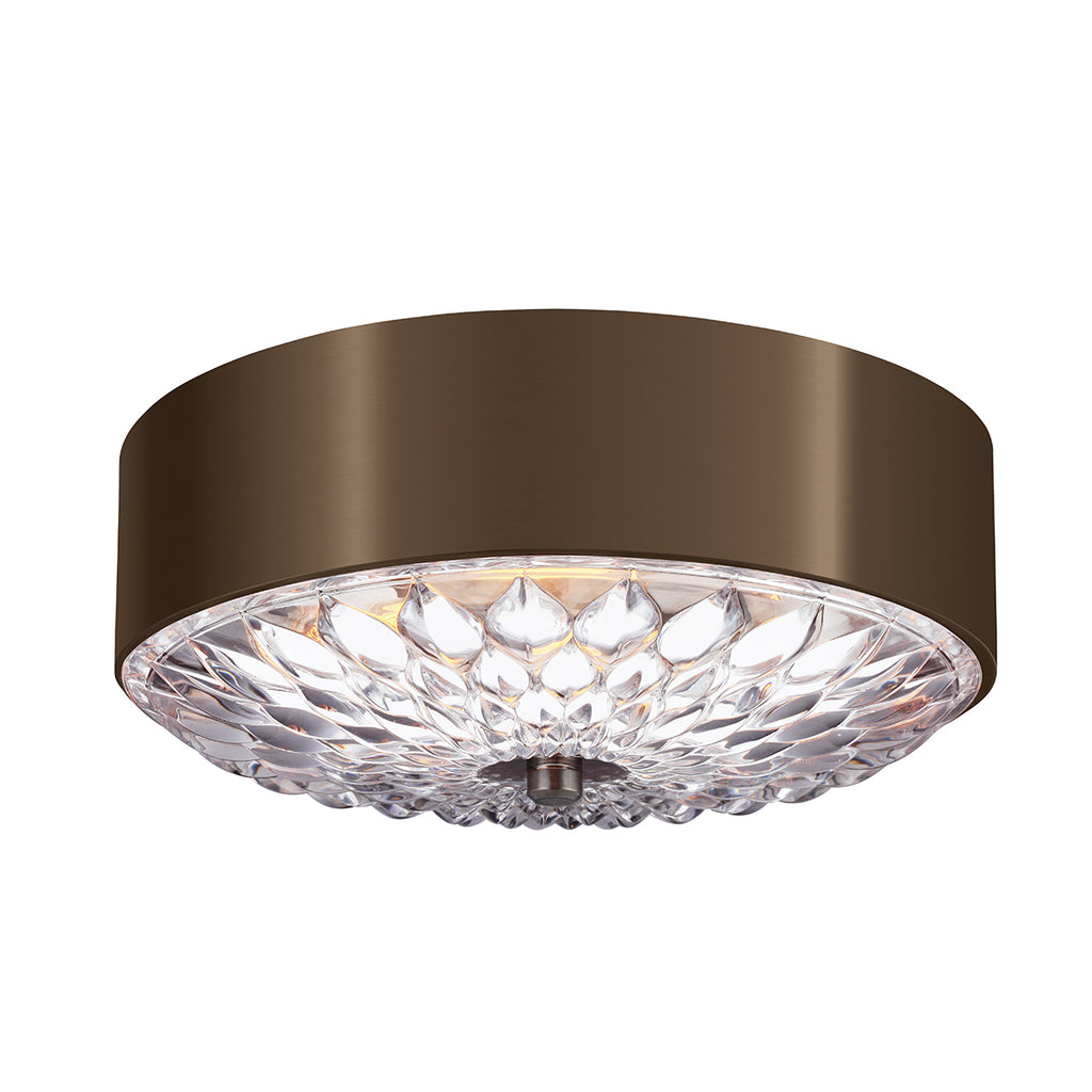 Feiss Botanic 3 Light Flush Ceiling Light in Dark Aged Brass