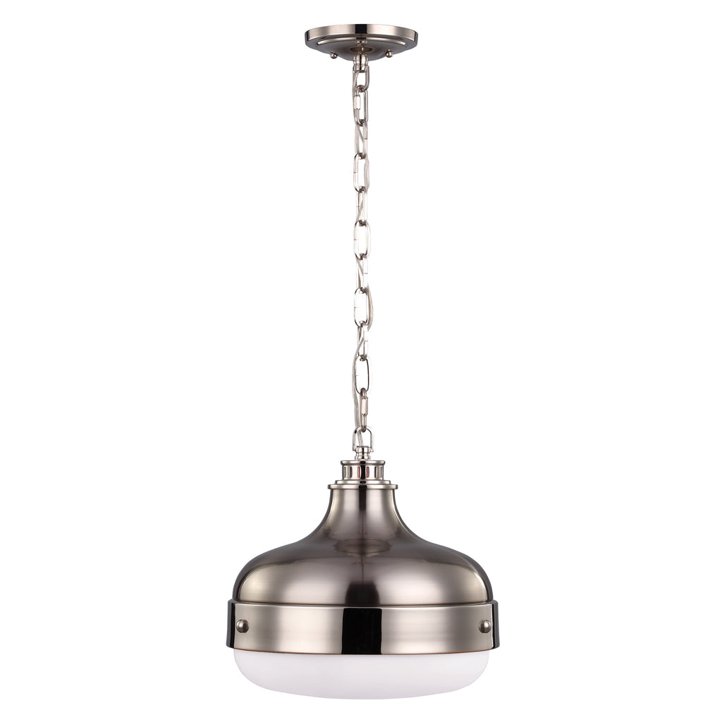 Feiss Cadence 2 Light Pendant Light in Brushed Steel