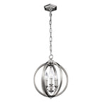 Feiss Corinne 3 Light Orb Pendant Light in Polished Nickel with Crystal