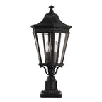 Feiss Cotswold Lane 2 Light Medium Pedestal Lantern in Black Die-Cast Aluminium