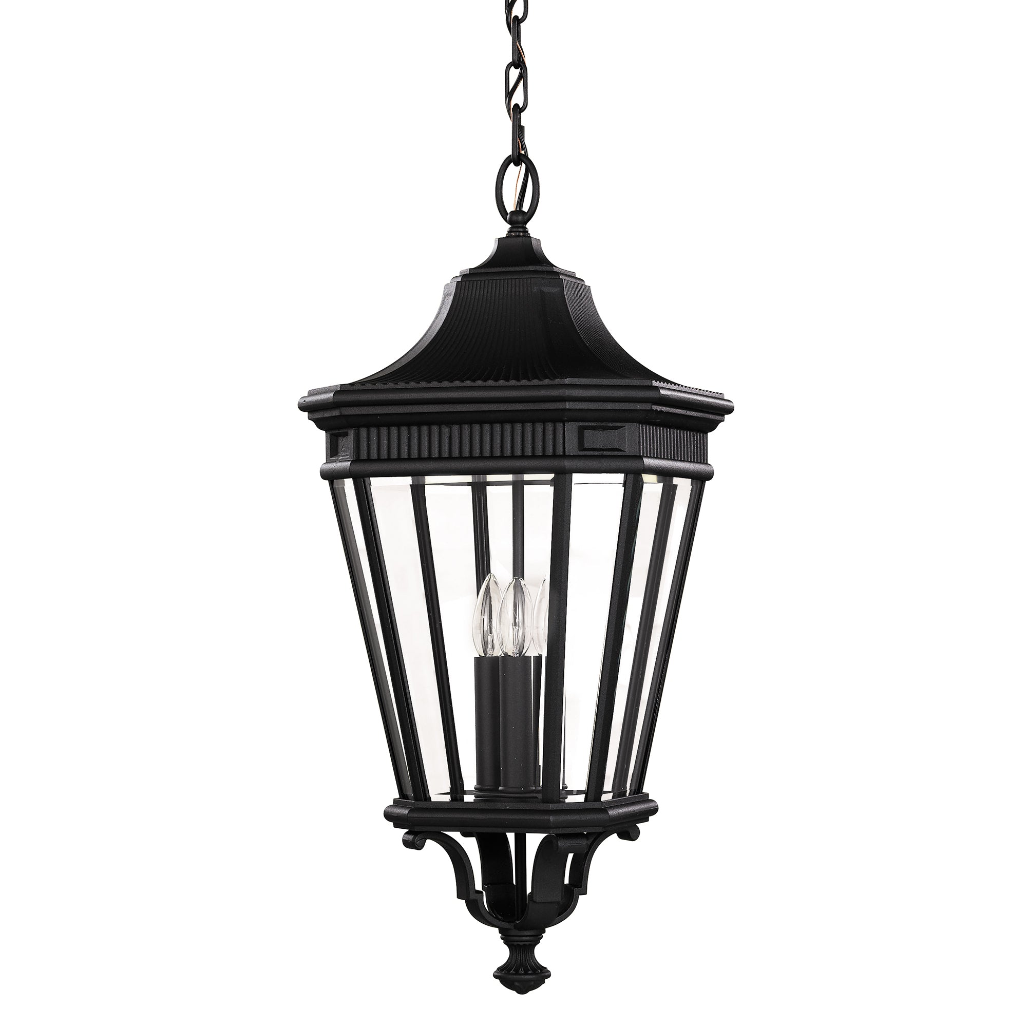 Feiss Cotswold Lane Large Chain Outdoor Lantern in Black Die-Cast Aluminium
