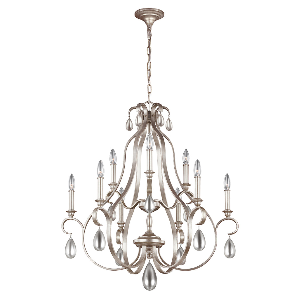 Feiss DeWitt 9 Light Chandelier in Sunrise Silver