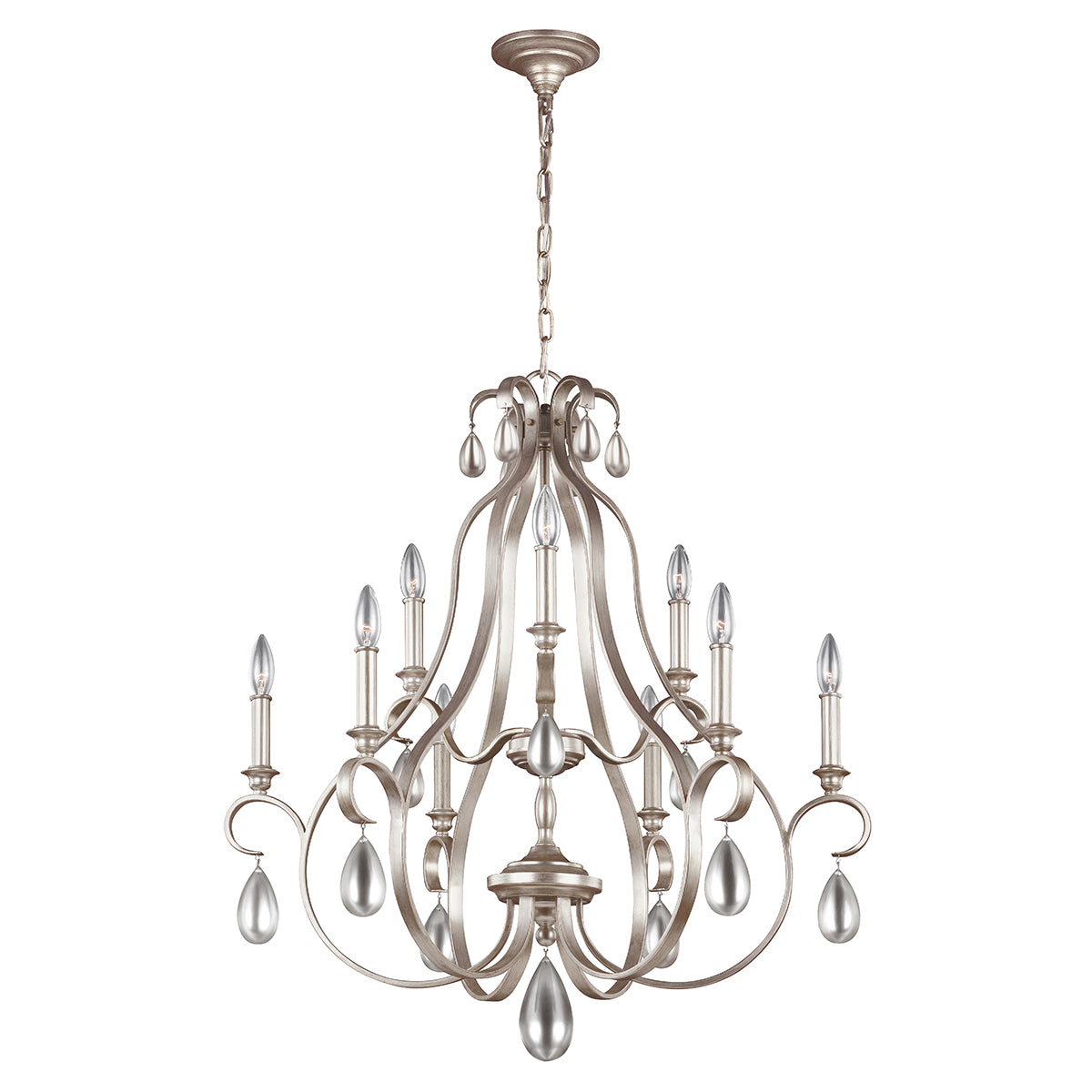 Feiss DeWitt 9 Light Chandelier in Sunrise Silver