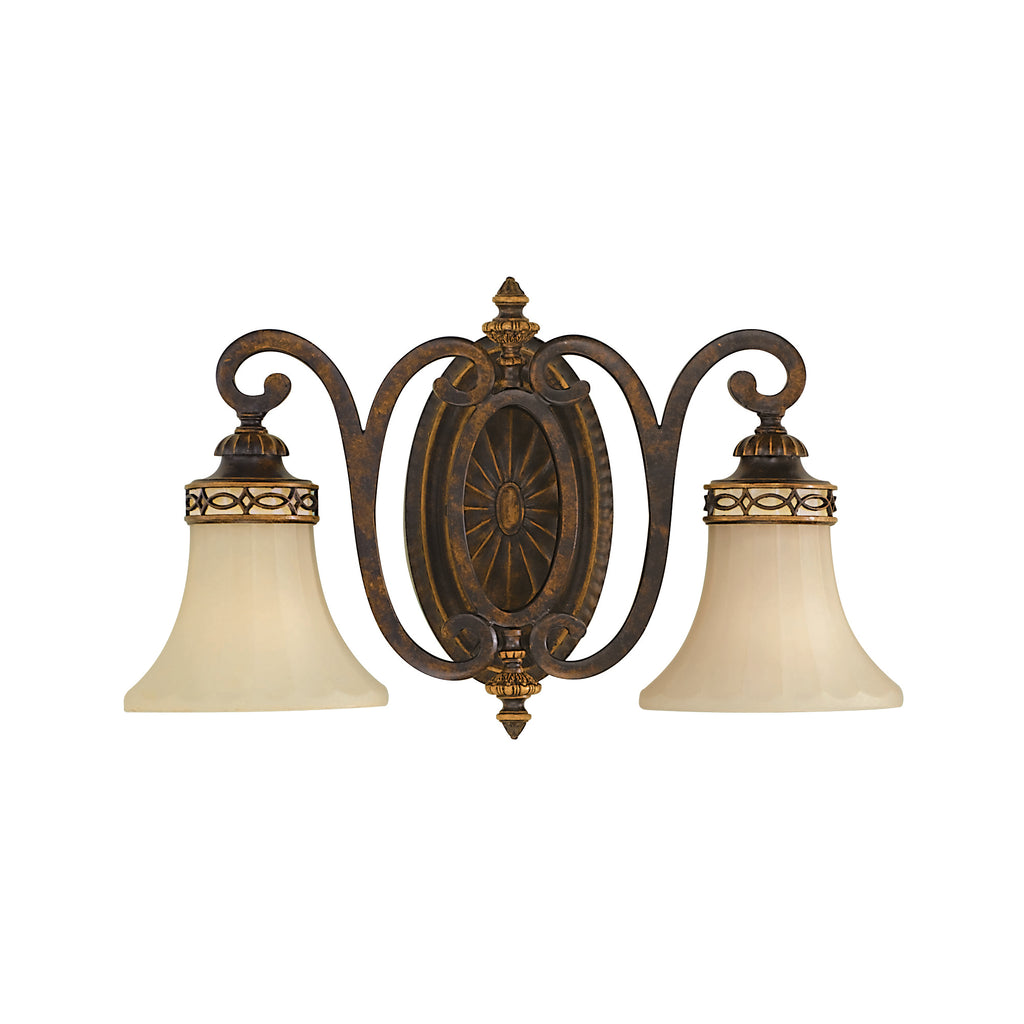 Feiss Drawing Room 2 Light Wall Light in Walnut