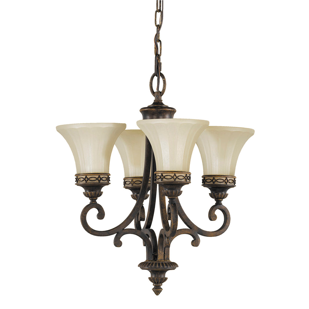 Feiss Drawing Room 4 Light Pendant Light in Walnut Finish