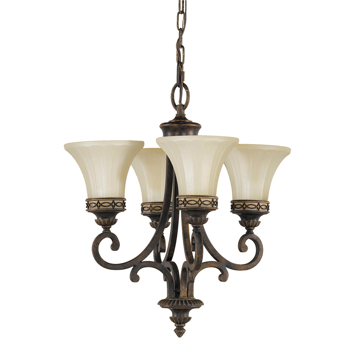 Feiss Drawing Room 4 Light Pendant Light in Walnut Finish