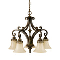 Feiss Drawing Room 5 Light Pendant Light in Walnut