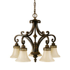 Feiss Drawing Room 5 Light Pendant Light in Walnut