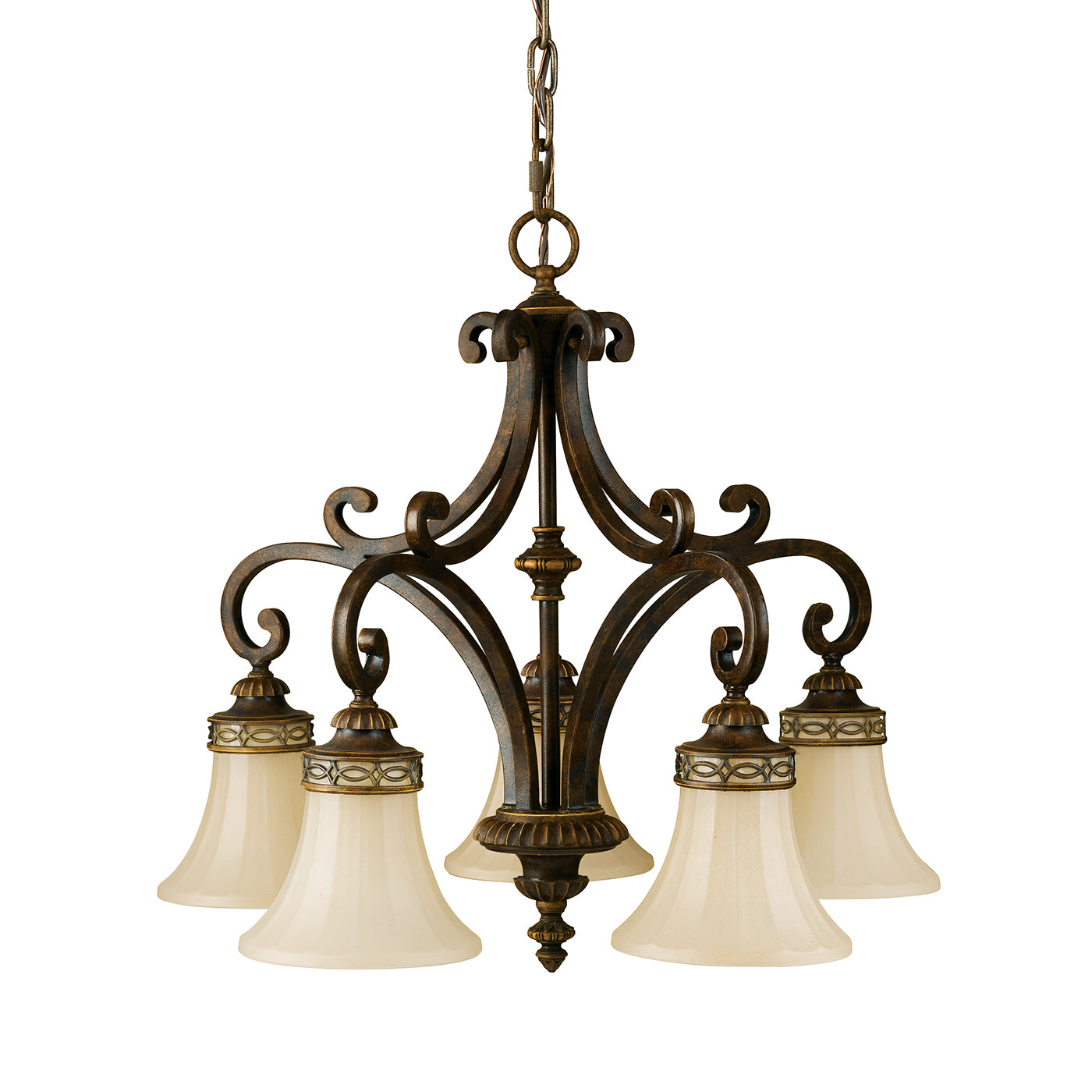 Feiss Drawing Room 5 Light Pendant Light in Walnut