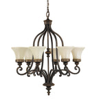 Feiss Drawing Room 6 Light Pendant Light in Walnut