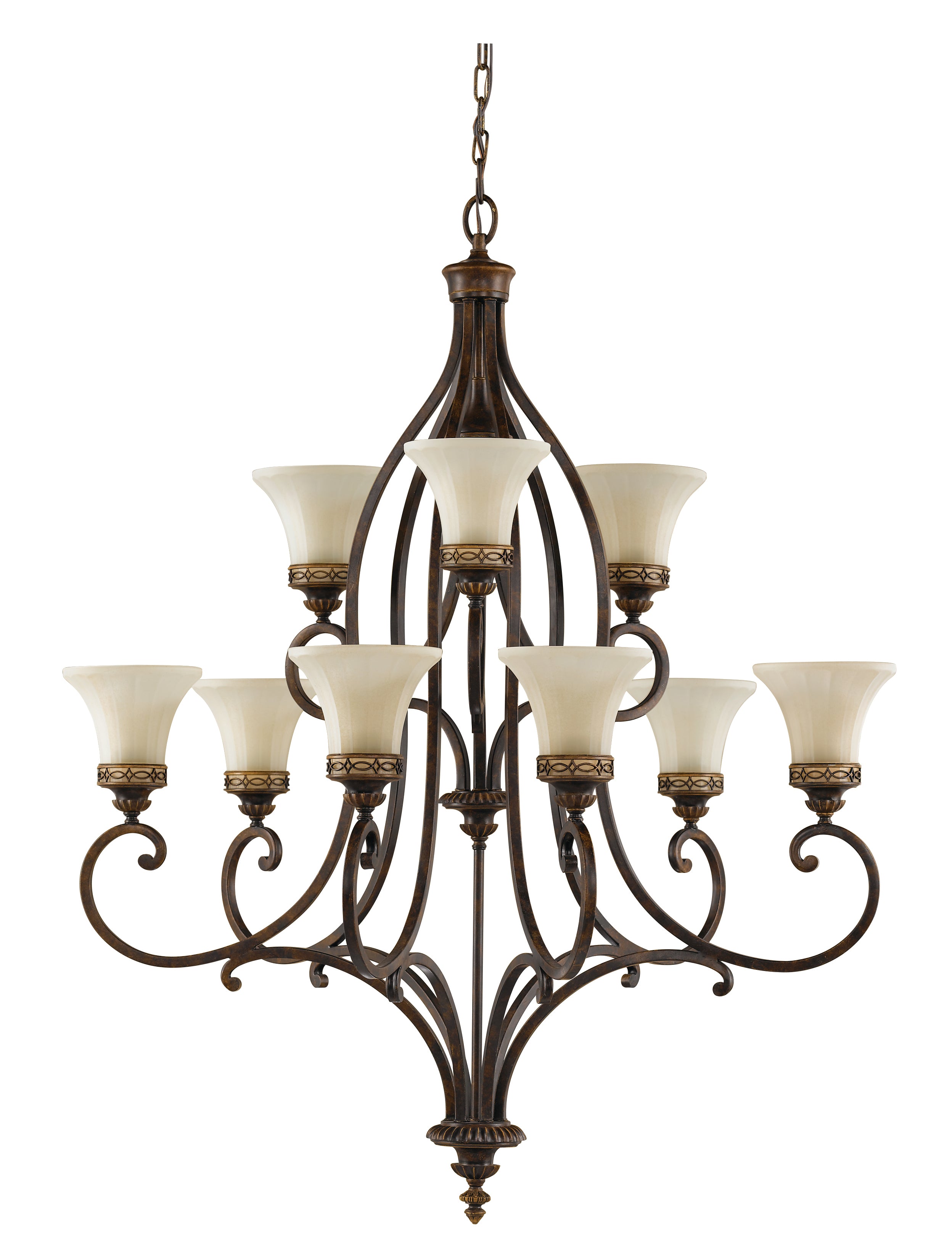 Feiss Drawing Room 9 Light Chandelier in Walnut