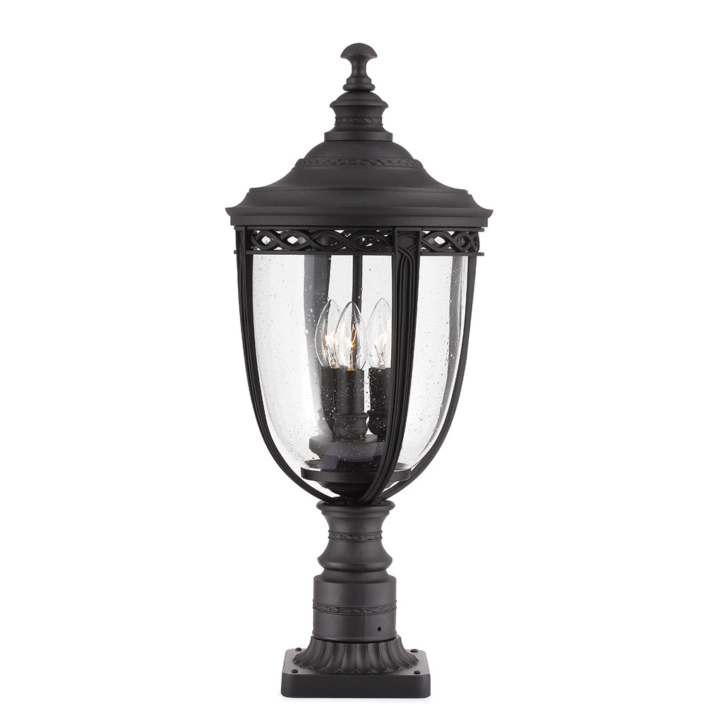Feiss English Bridle Large 3 Light Outdoor Pedestal Light in Black