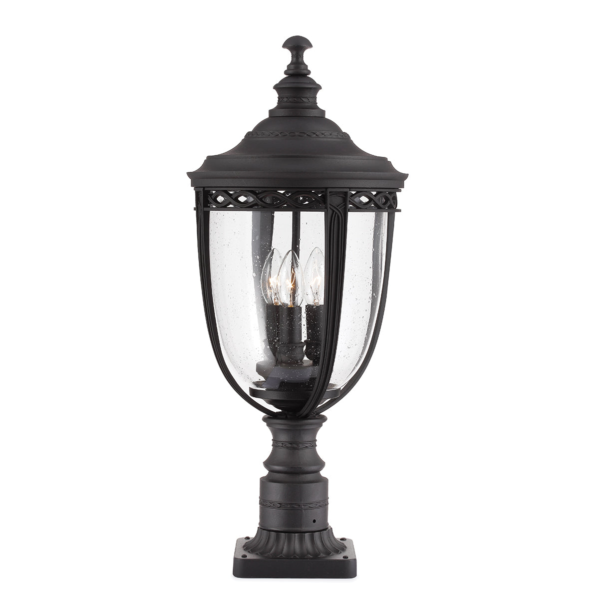 Feiss English Bridle Large 3 Light Outdoor Pedestal Light in Black