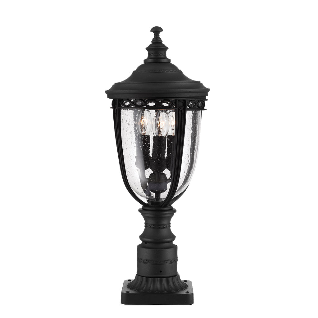 Feiss English Bridle Medium 3 Light Pedestal Lantern in Black